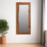 32" Brown Live Edge Solid Wood Full Length Hanging Mirror