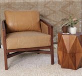 32" Brown Genuine Leather Arm Chair