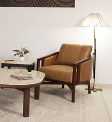 Brown Genuine Leather Arm Chair