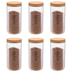 Glass Storage Jars with Cork Lid 6 Piece Set