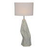 STONE CERAMIC FLOOR LAMP W/GREY LINEN SHADE