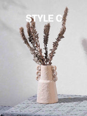 Handmade Wabi Sabi Abstract Pottery Vase, Crude Rustic Decorative Flower Vessel