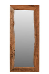32" Brown Live Edge Solid Wood Full Length Hanging Mirror