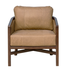 32" Brown Genuine Leather Arm Chair