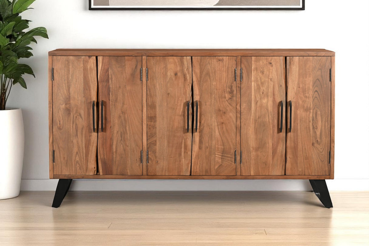 Solid Wood Sideboard Cabinet with Six Doors