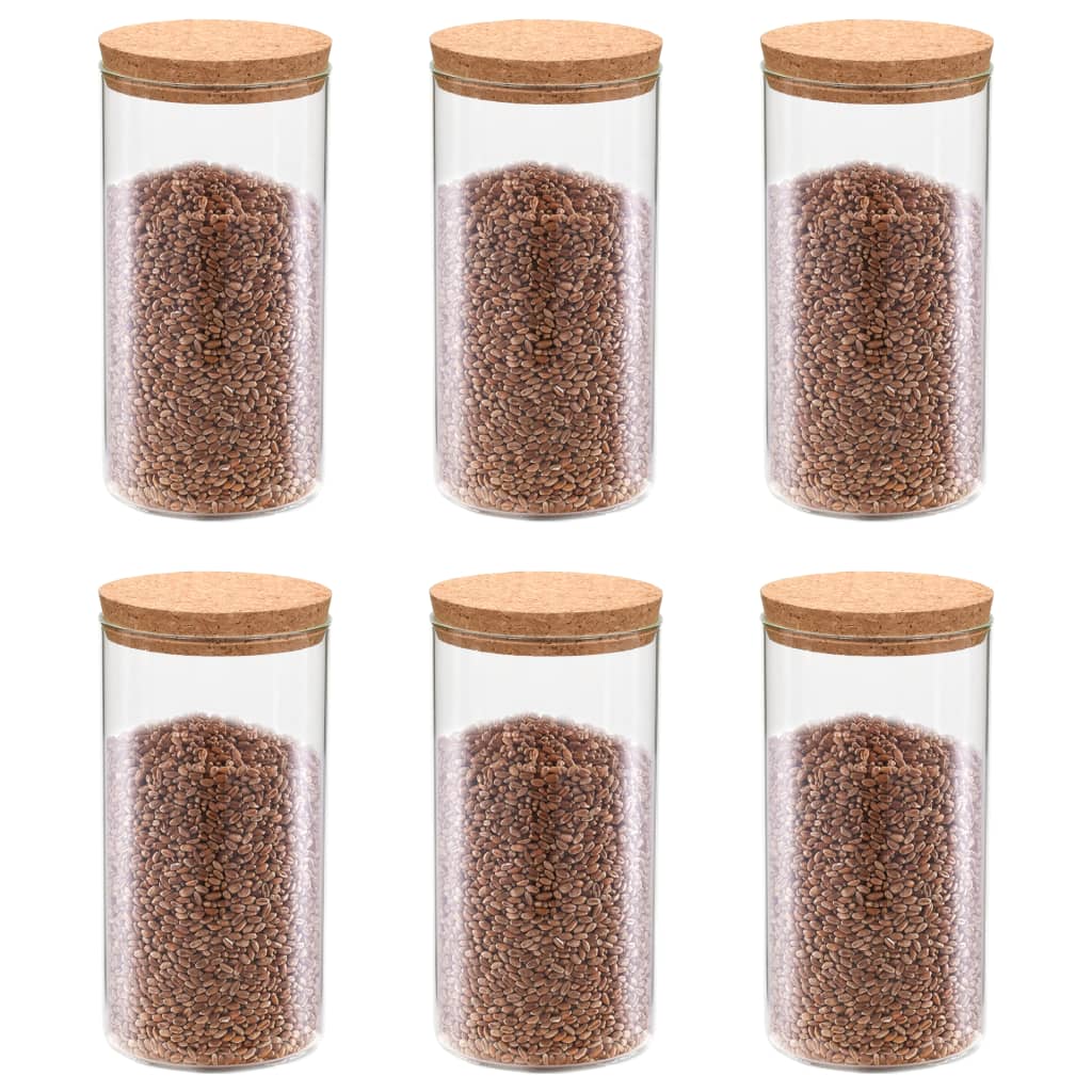 Glass Storage Jars with Cork Lid 6 Piece Set