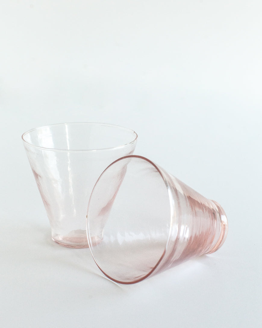 Handblown Hammered Funneled Glasses Set of 2