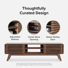 59" Walnut Mid Century Modern TV Stand