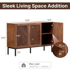 Brown 47.2 Inch Sideboard Buffet Cabinet With Storage
