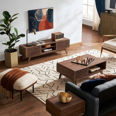 59" Walnut Mid Century Modern TV Stand