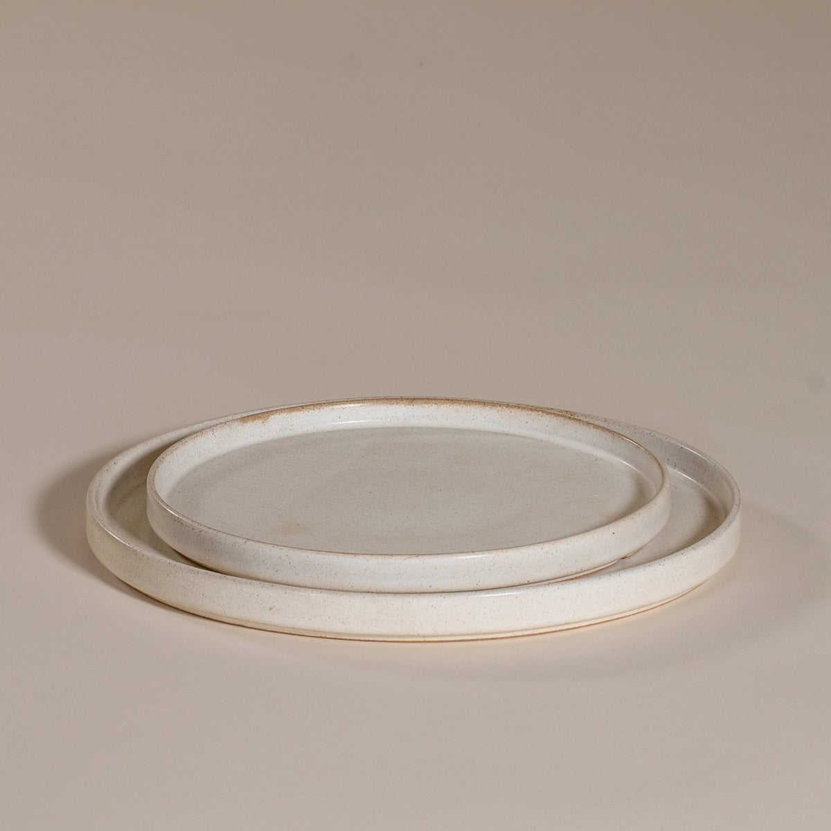 Handcrafted Sesame Glaze Ceramic Plates Set of 2