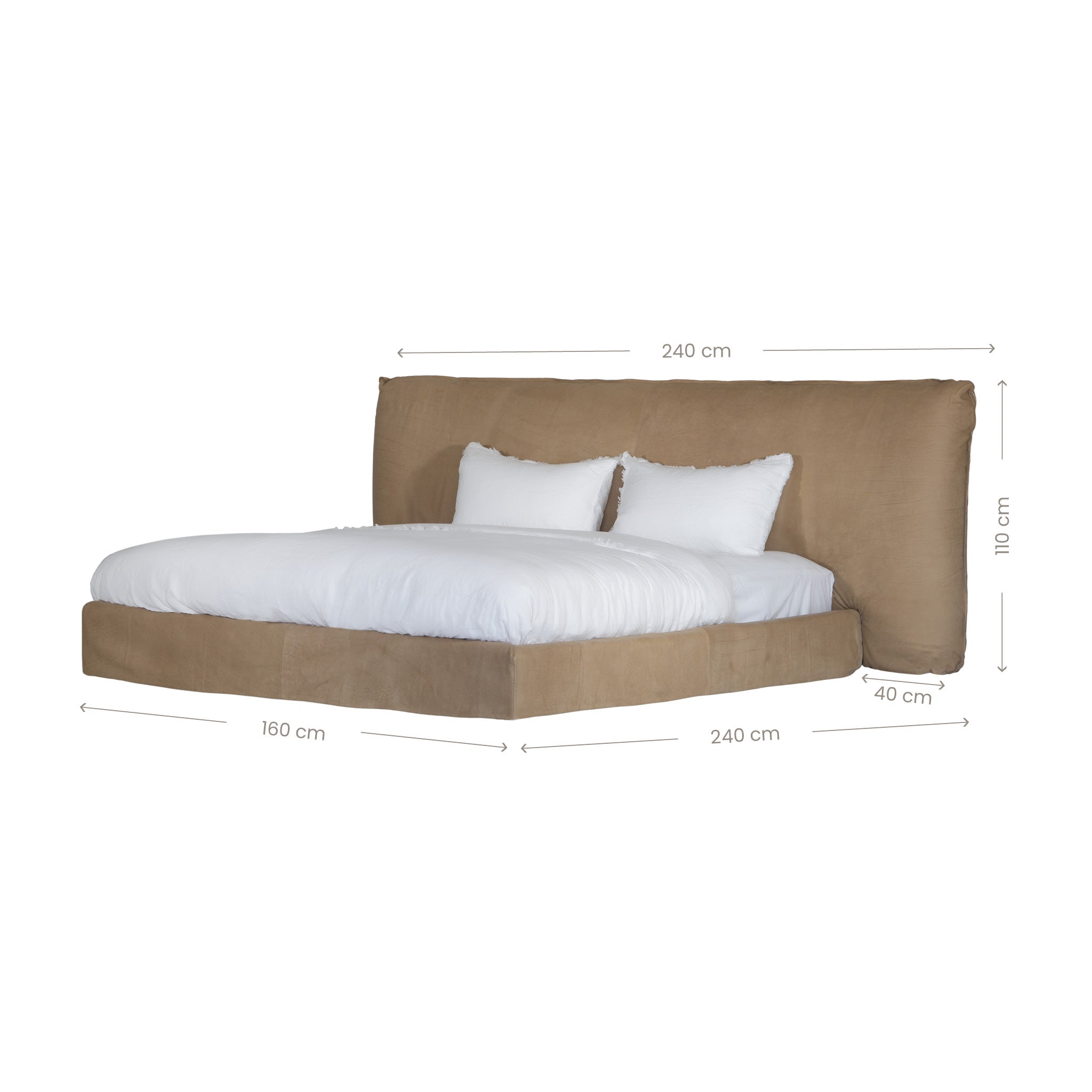 Mallorca Buffalo Leather Bed | Enoki Brown Queen Uniqwa Collections