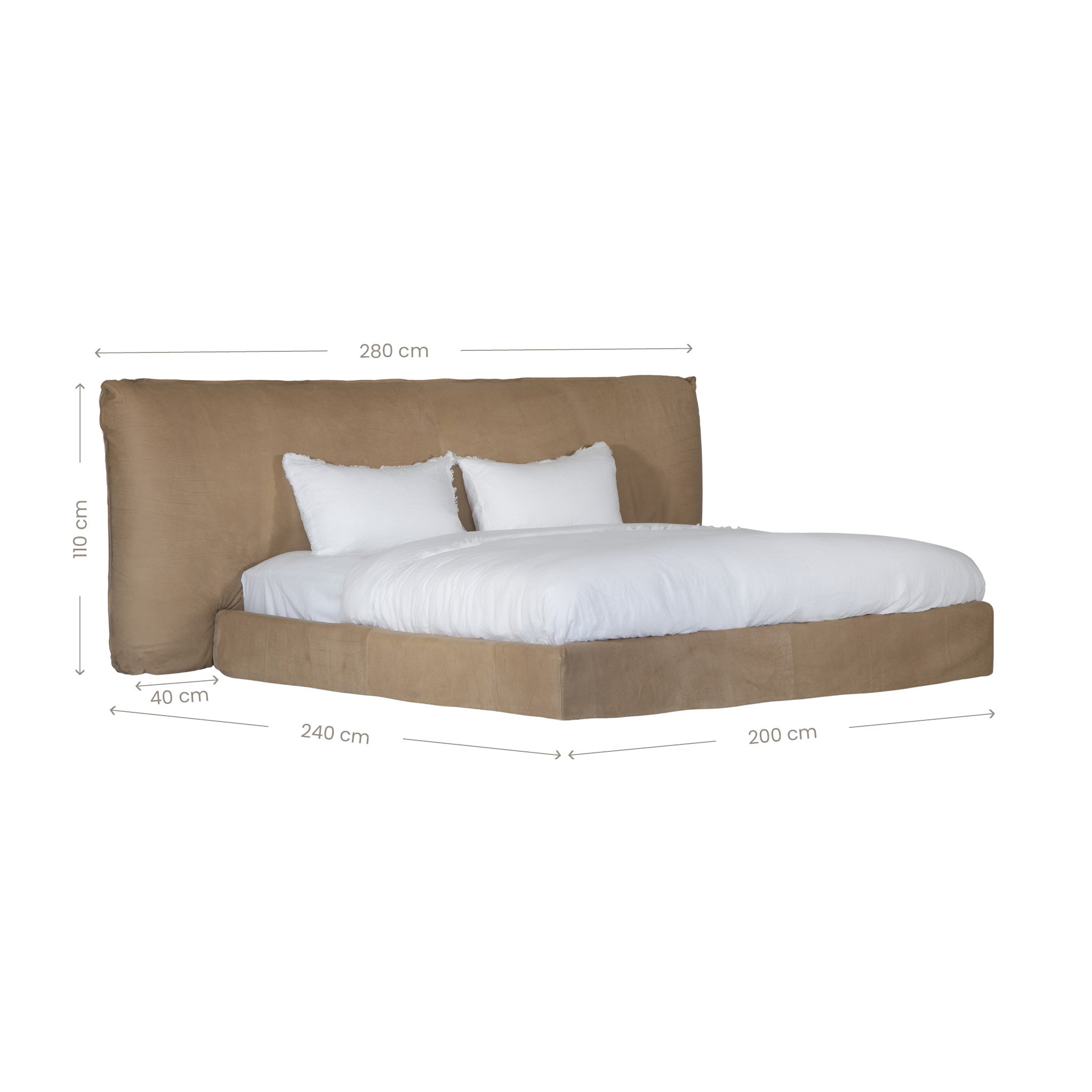 Mallorca Buffalo Leather Bed | Enoki Brown King Uniqwa Collections